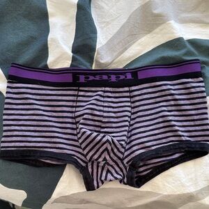 Papi Men's Purple & Black Striped Boxer Briefs